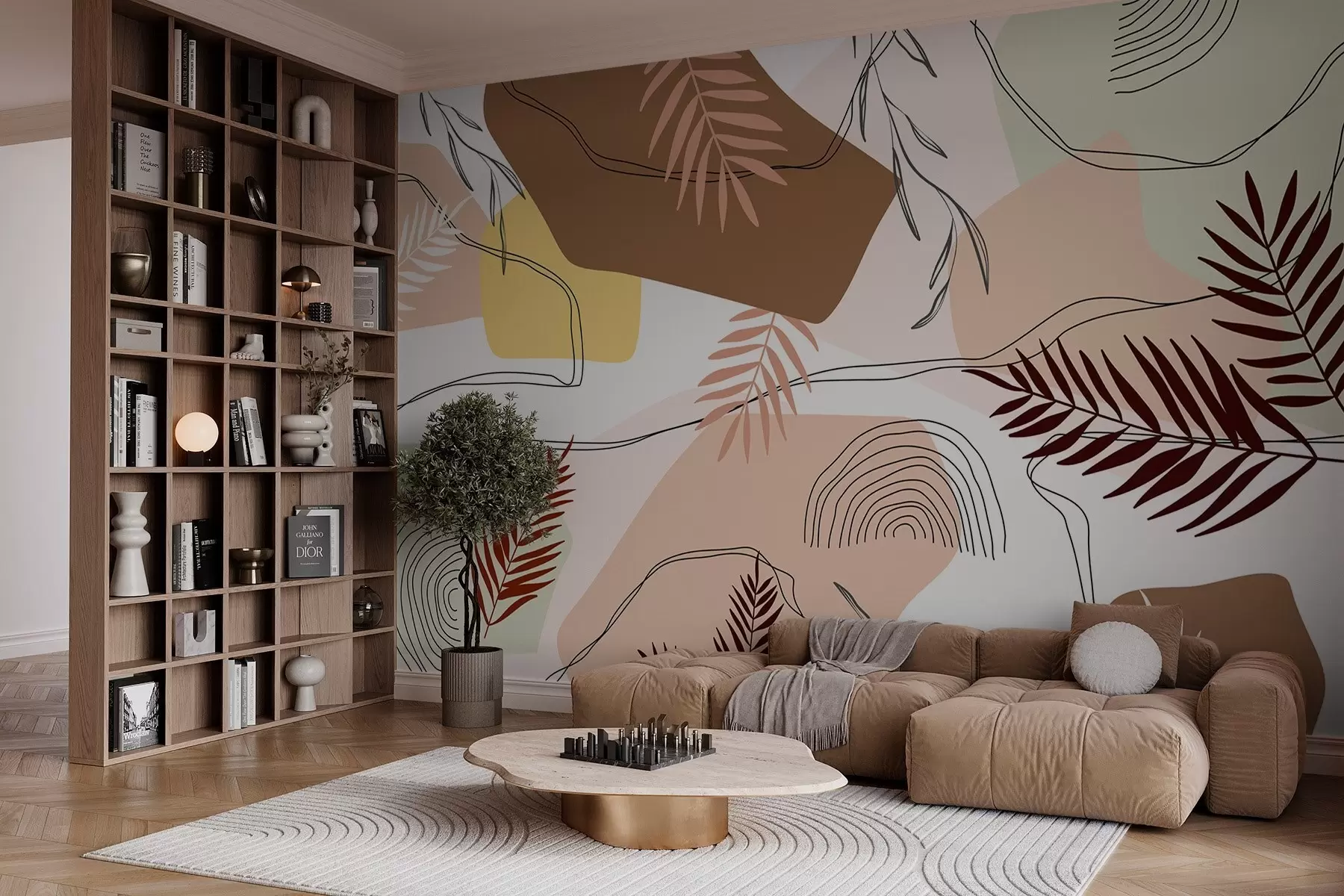 murales de pared Diseño botánico abstracto w03092