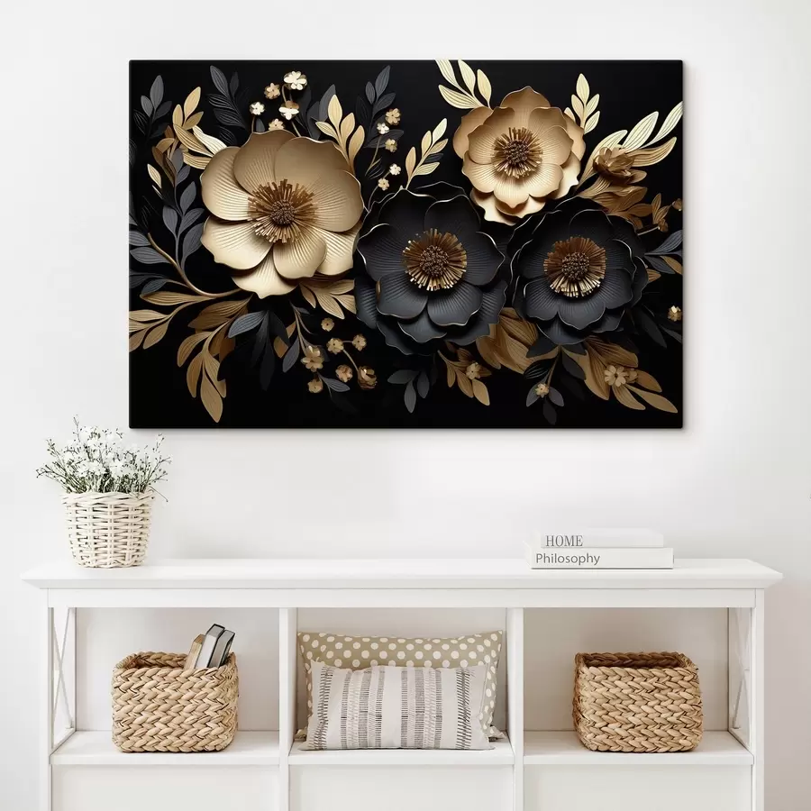 murales de pared Hermosas flores sobre fondo oscuro s42968