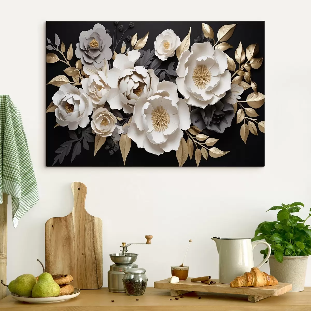 murales de pared Preciosas flores sobre fondo oscuro s42969