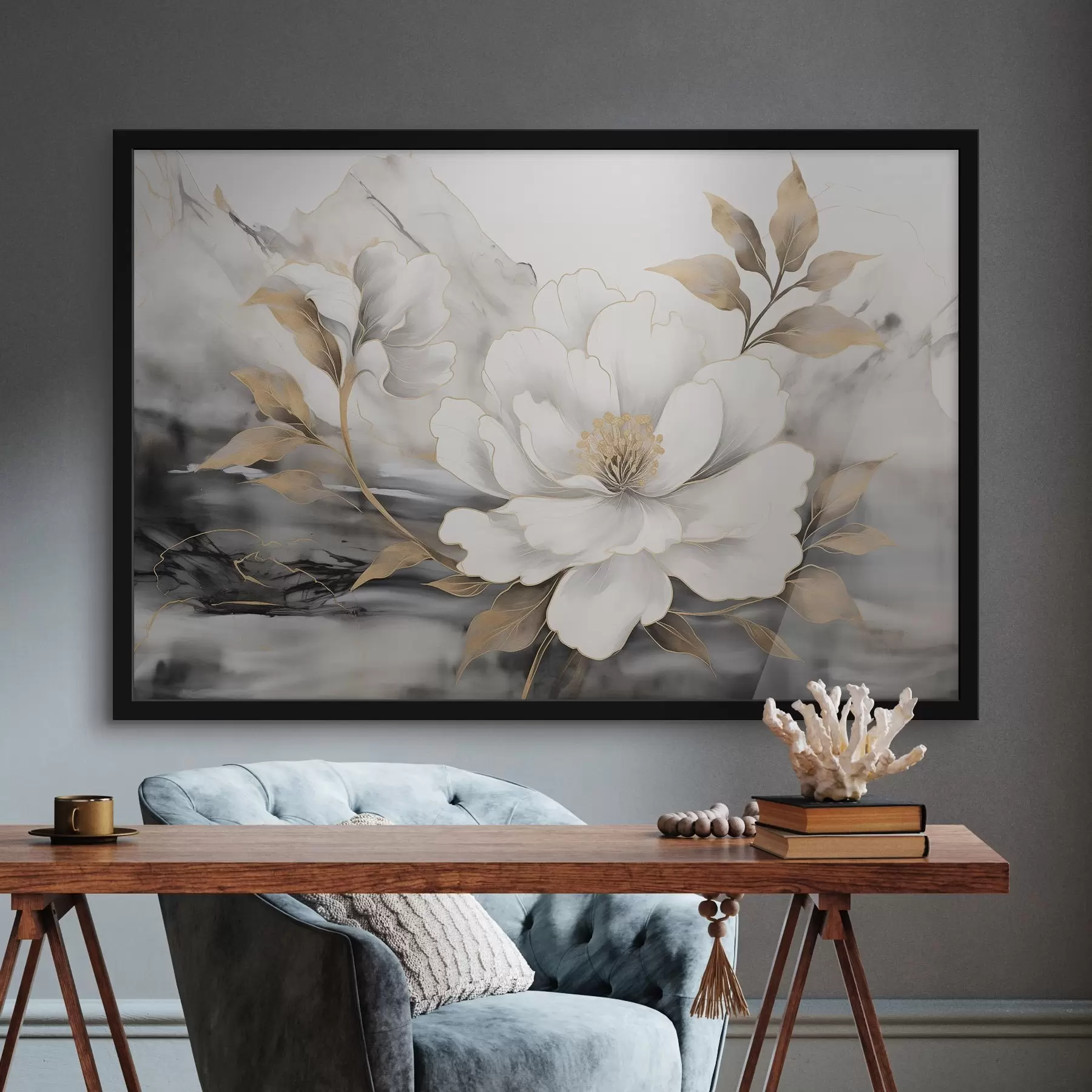 murales de pared Gran flor abstracta sobre fondo de acuarela f42966