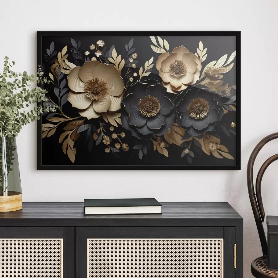 murales de pared Hermosas flores sobre fondo oscuro f42968