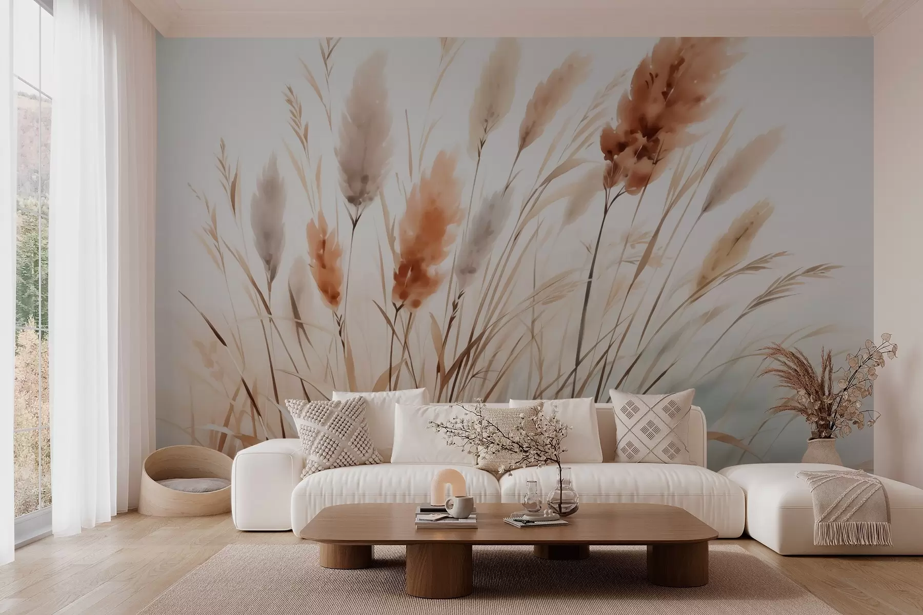 murales de pared Hierbas secas imitación acuarela w03179