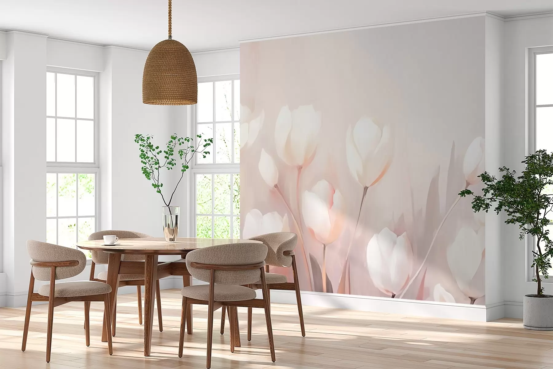 murales de pared Tulipanes blancos w03137