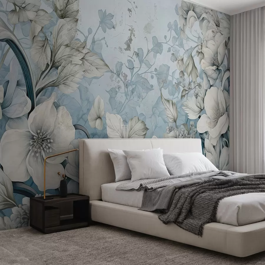 murales de pared Flores pintadas de fantasía en la pared w03191