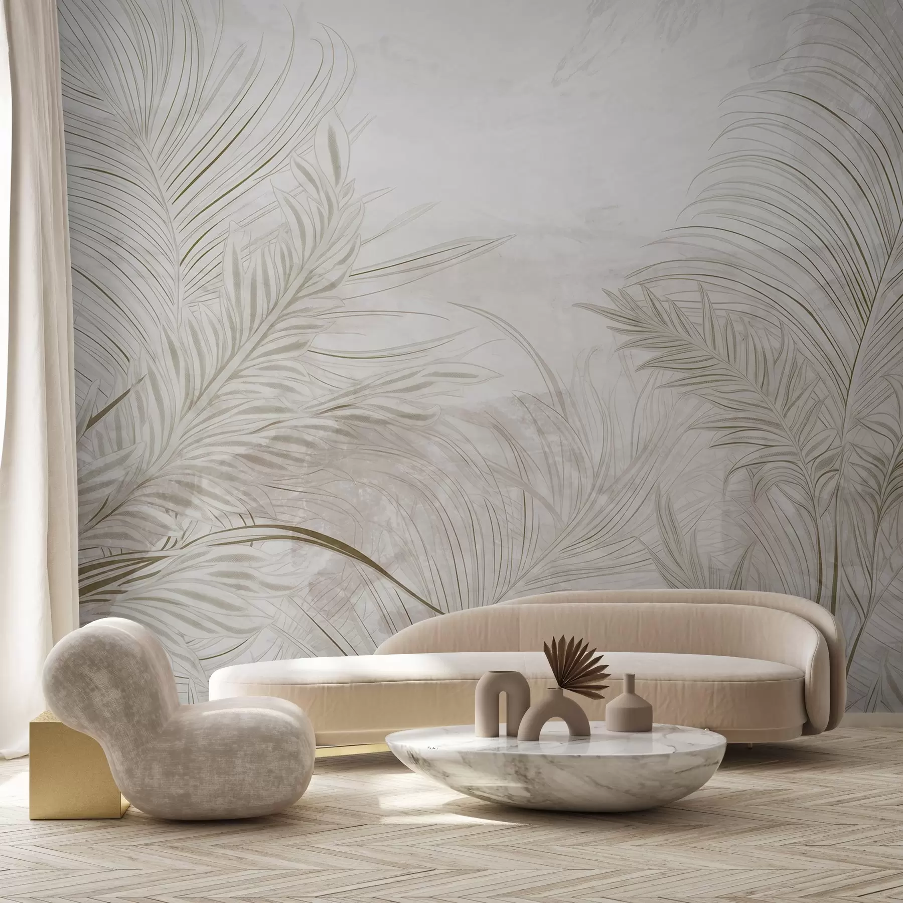 murales de pared Elegantes hojas grunge w03207