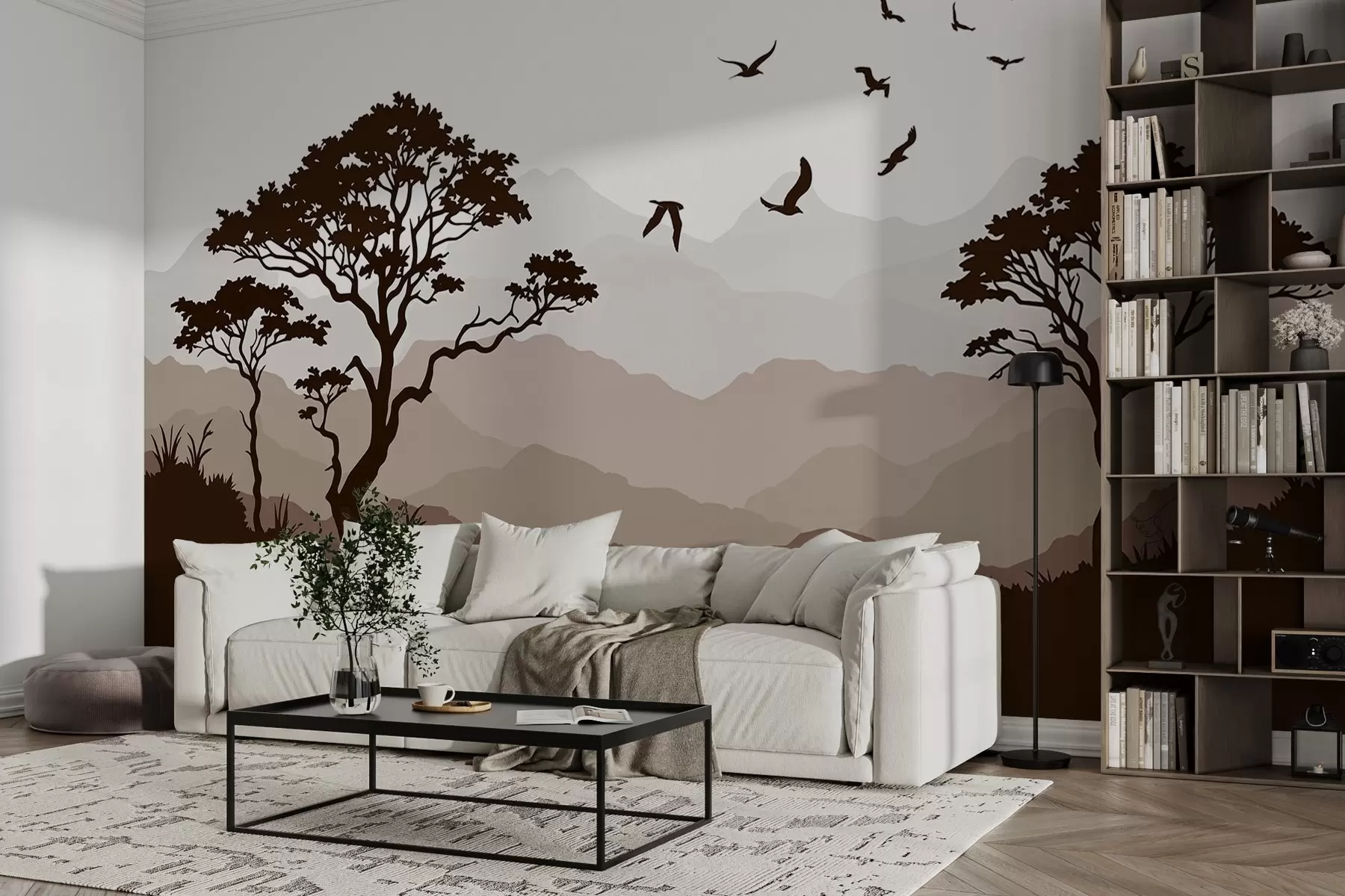 murales de pared Silueta paisaje w03210v1