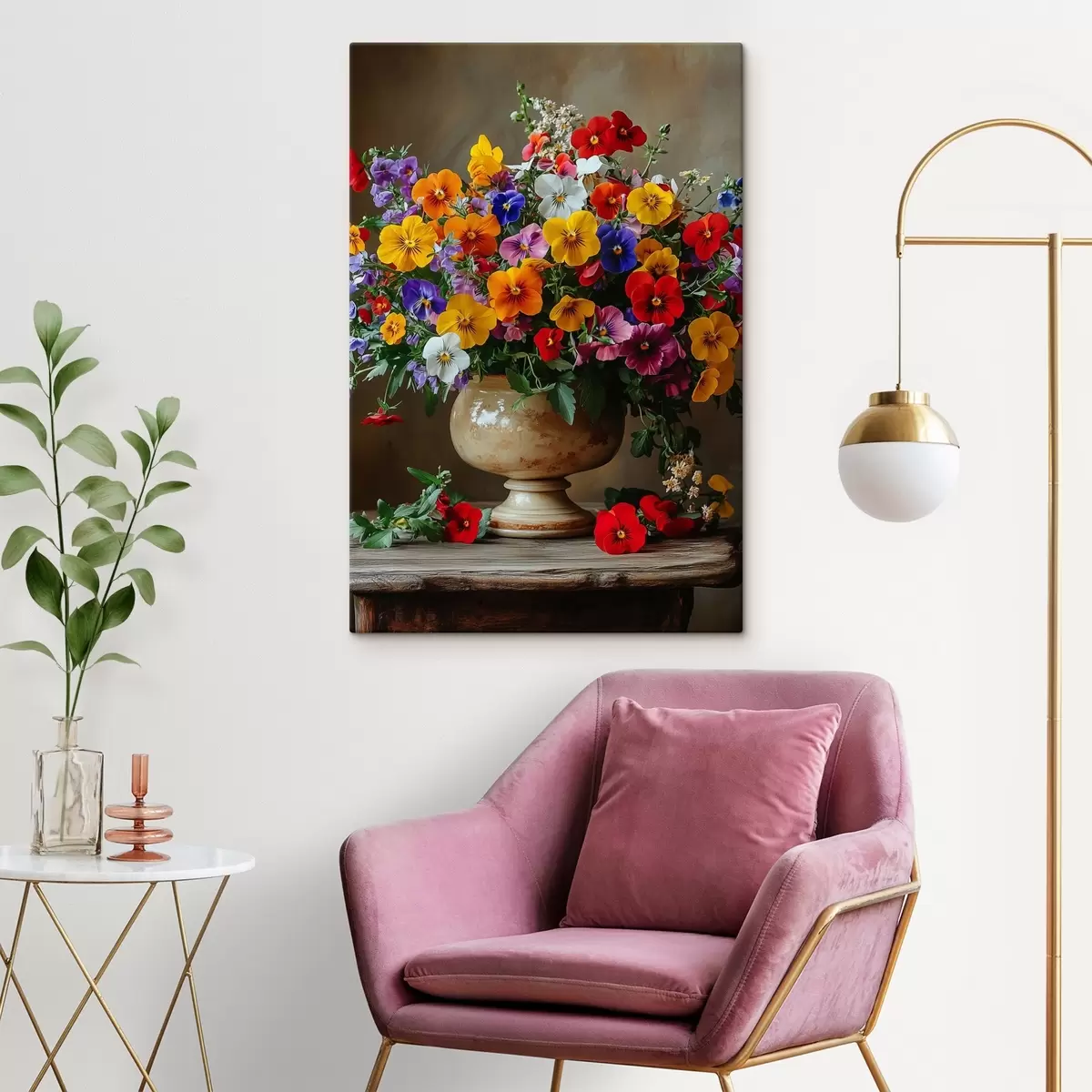murales de pared Brillante y exuberante ramo en un jarrón s42976