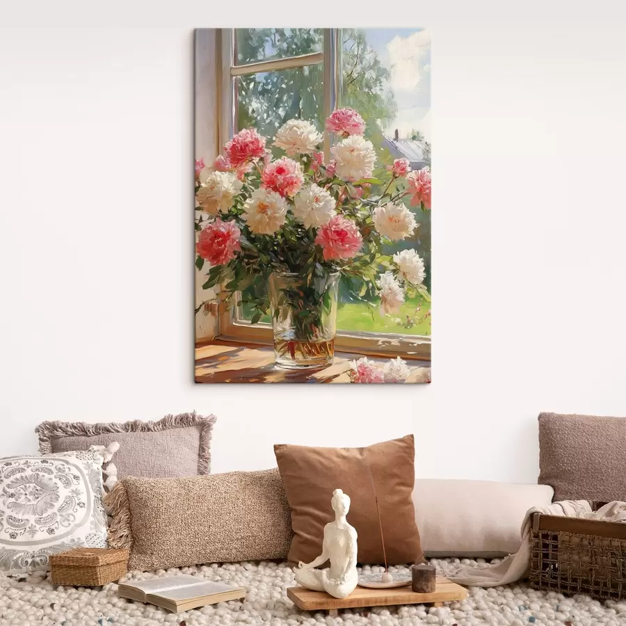 murales de pared Ramo en la ventana en el estilo de la pintura al óleo s42978