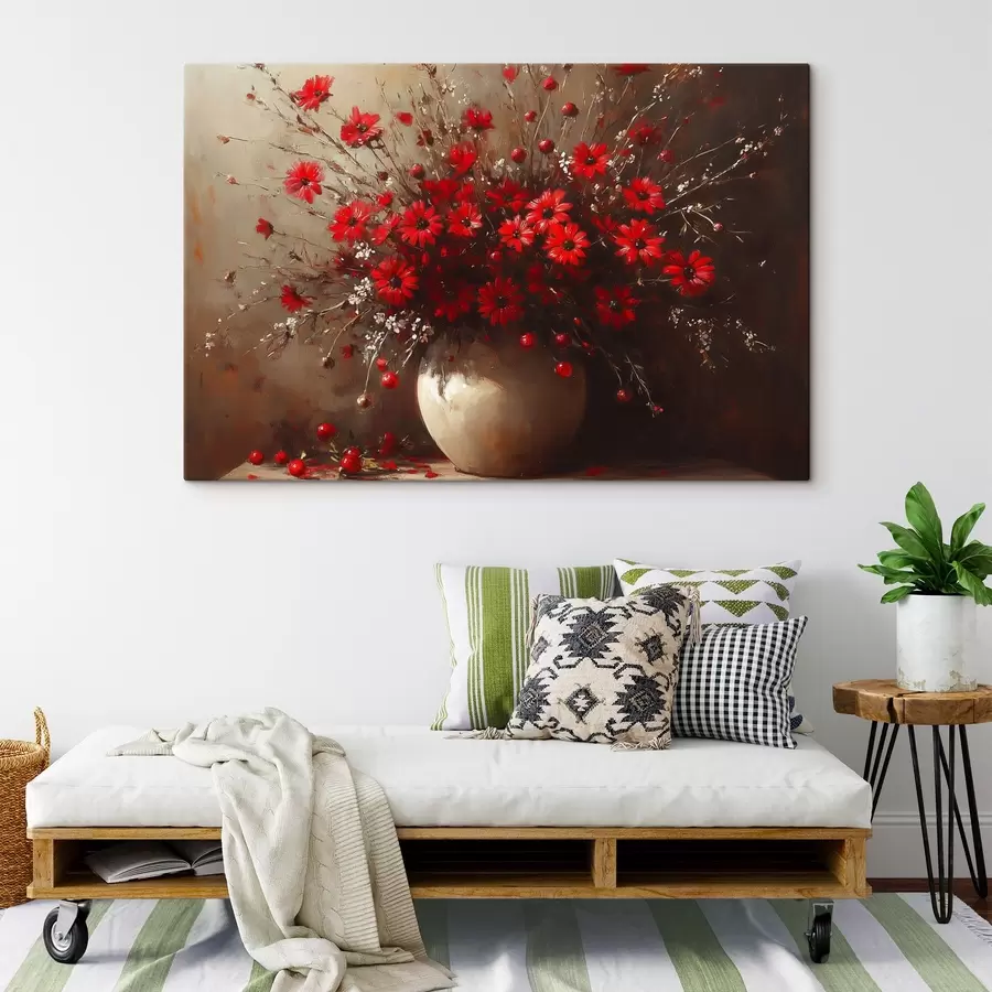 murales de pared Ramo rojo en jarrón s42983