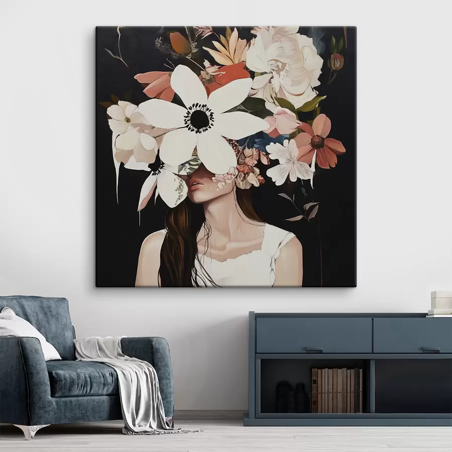 murales de pared Chica con flores en la cara s42989