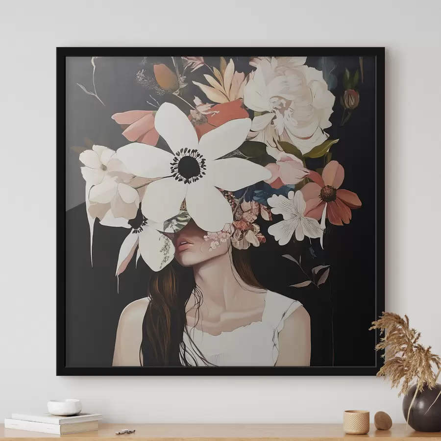 murales de pared Chica con flores en la cara f42989