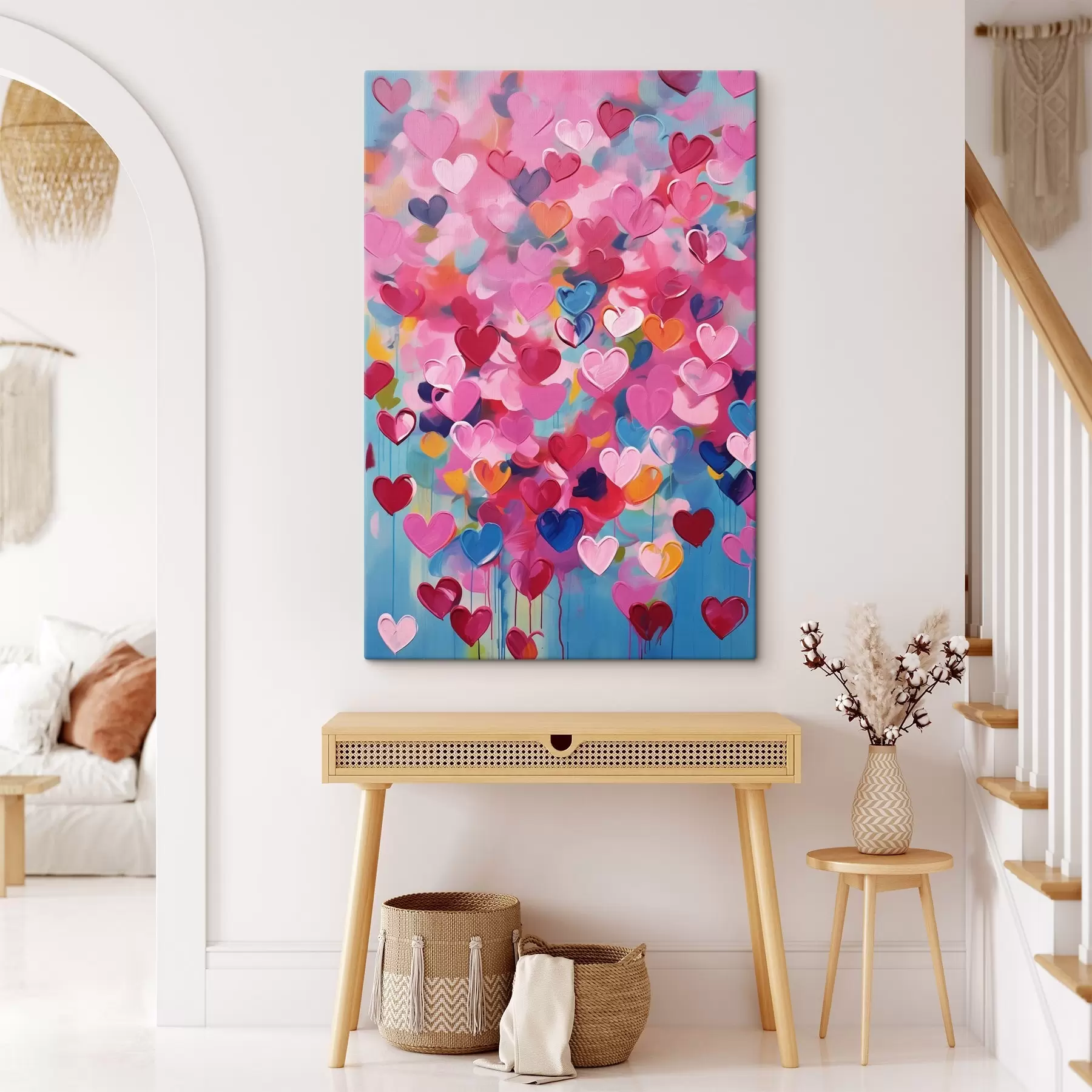 murales de pared Corazones de colores, imitación de pintura s43033