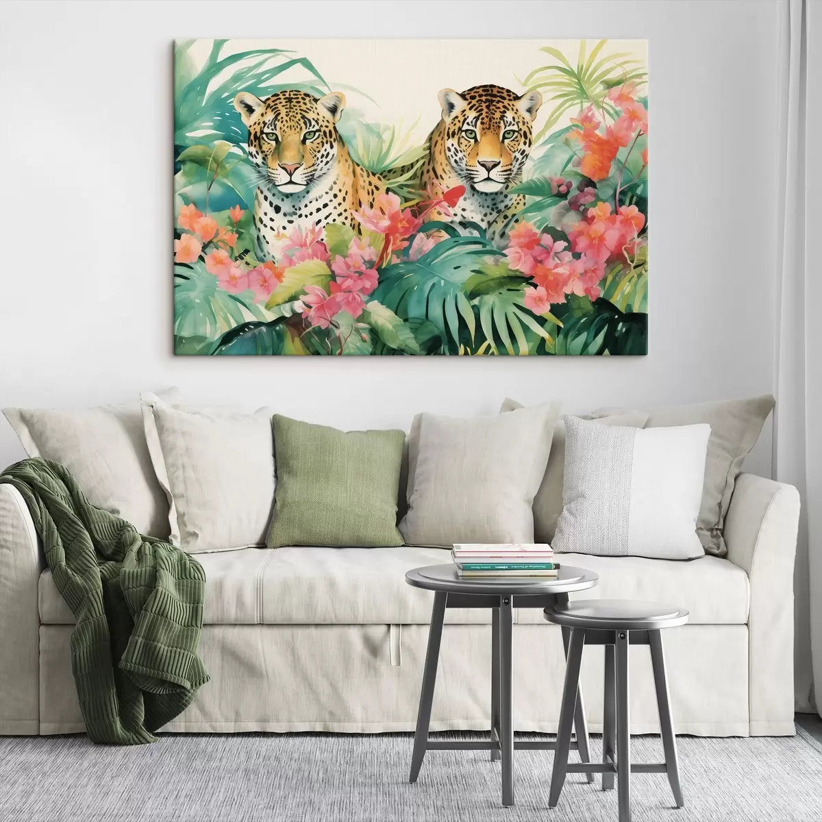 murales de pared Una pareja de leopardos en matorrales tropicales s43036