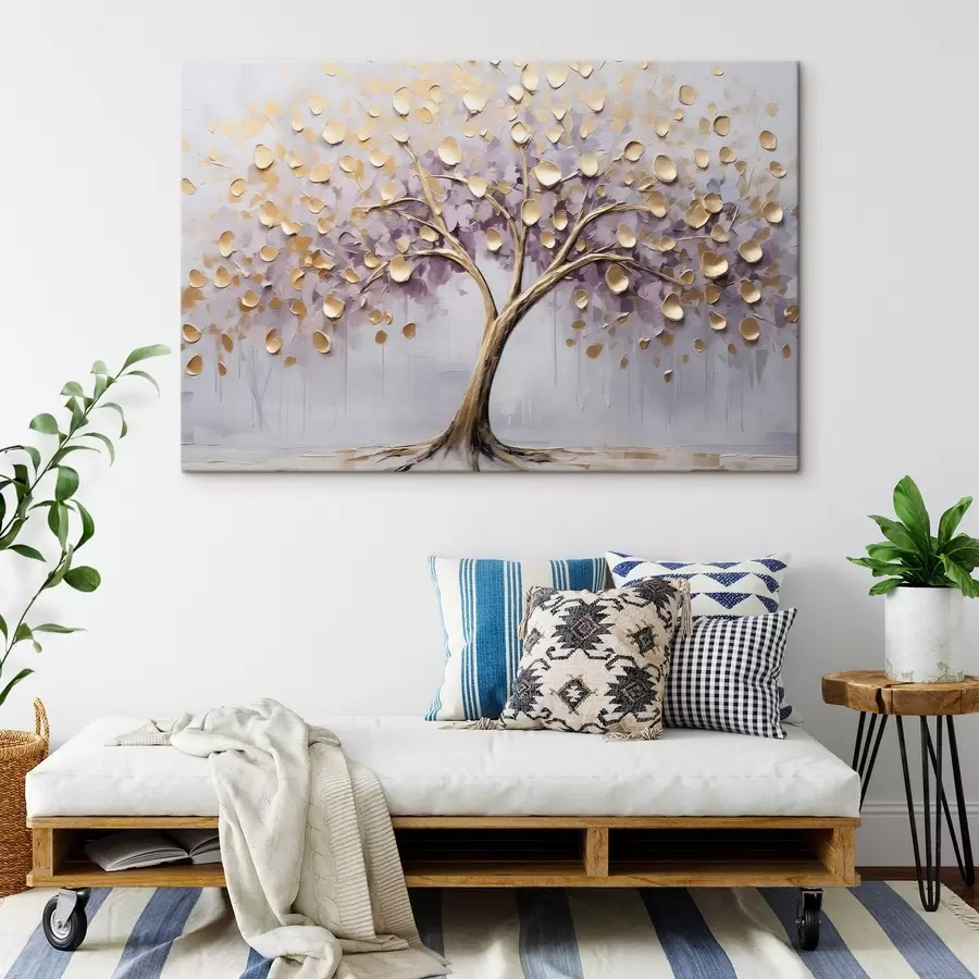 murales de pared Un árbol con hojas pequeñas. Imitación de pintura s43037