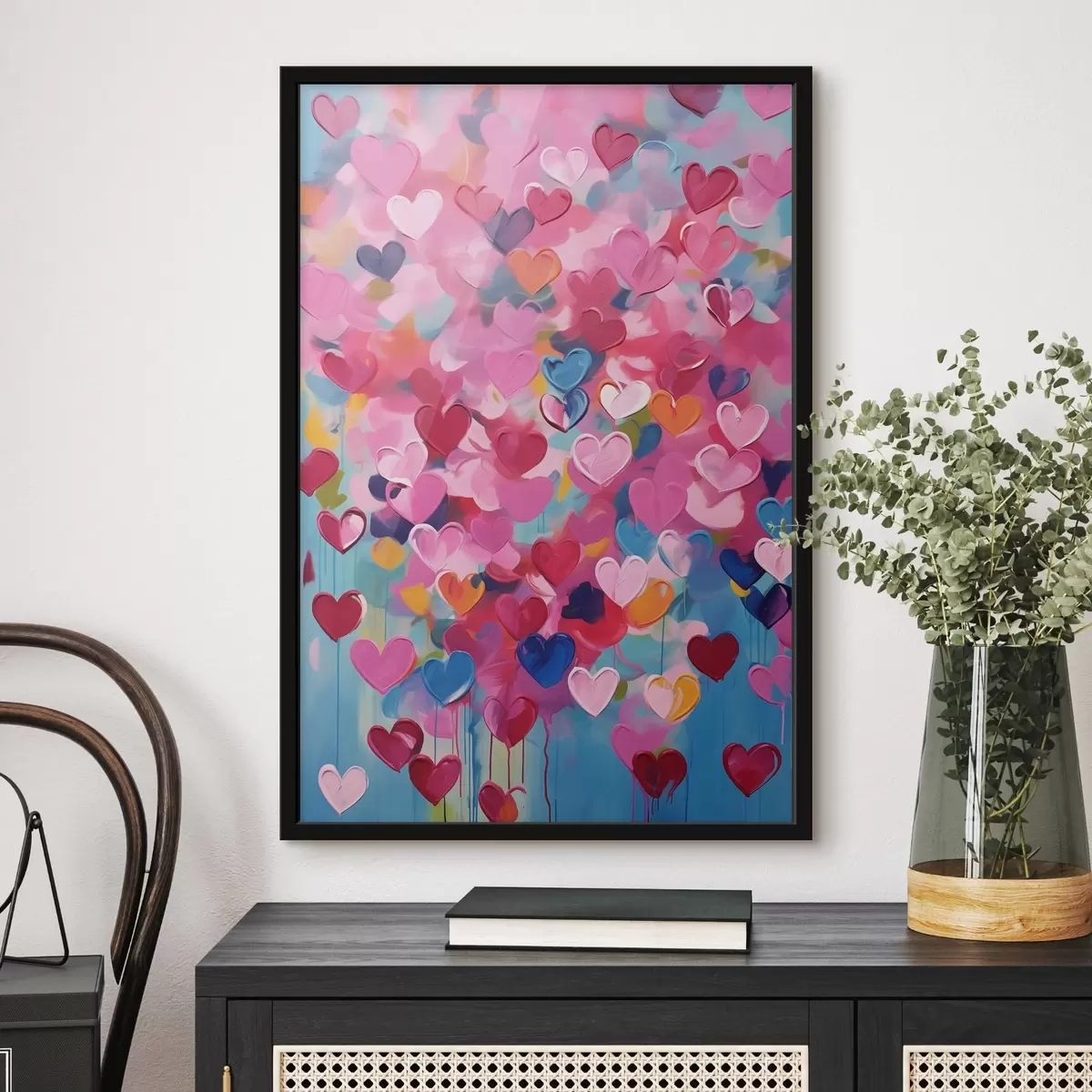 Poster Corazones de colores, imitación de pintura f43033