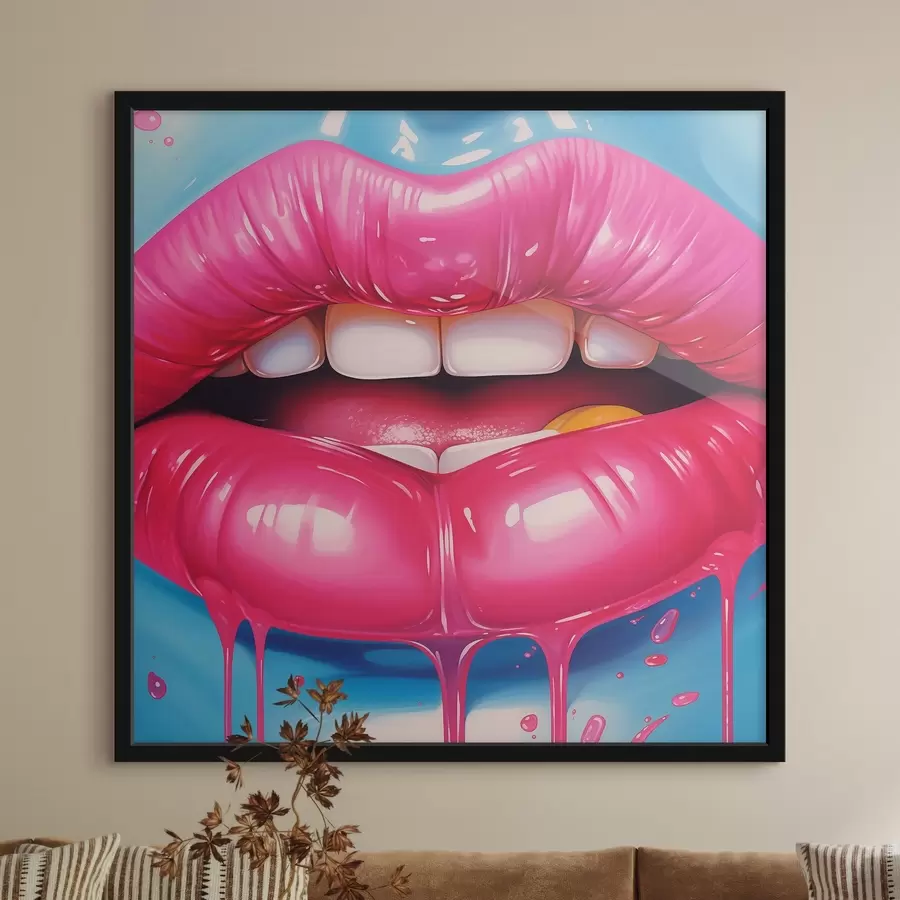 murales de pared Labios rosas exuberantes f43035