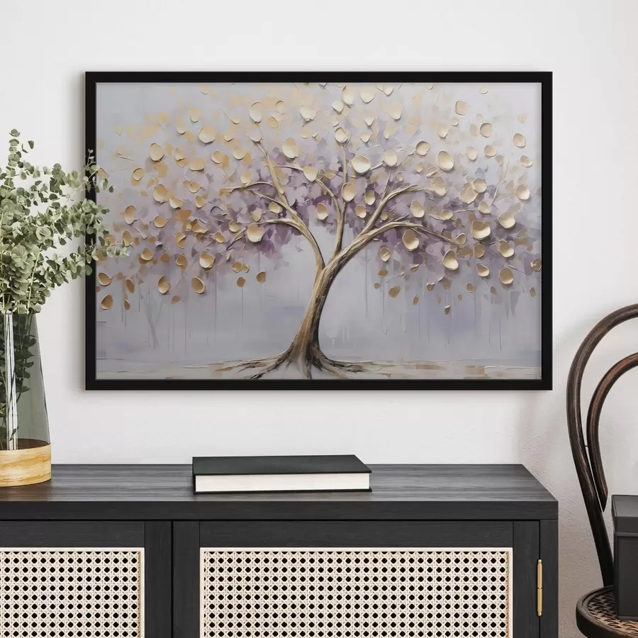 murales de pared Un árbol con hojas pequeñas. Imitación de pintura f43037