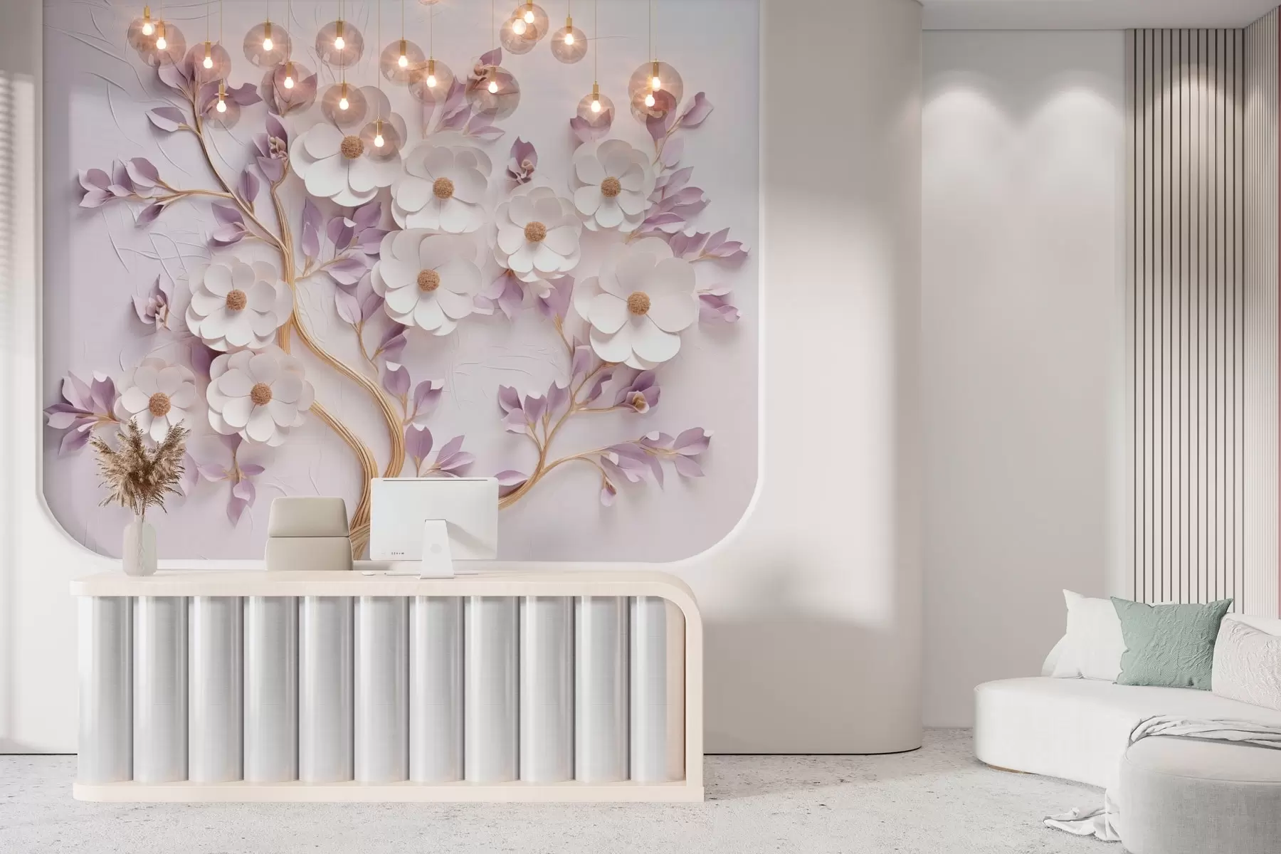 murales de pared Árbol con flores en bajorrelieve w03246