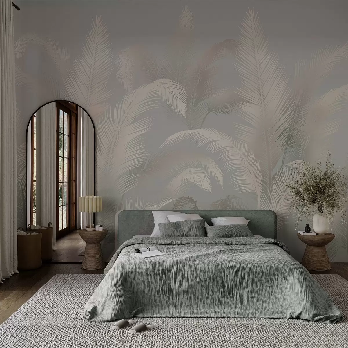 murales de pared Delicadas hojas de palmera tropical w03250v3