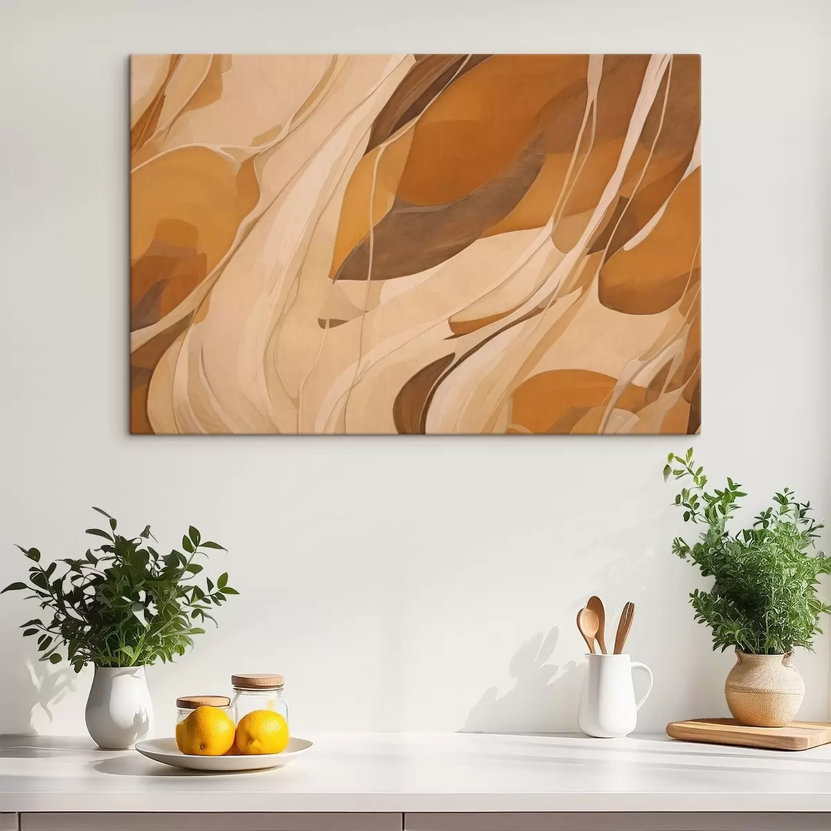 murales de pared Líneas suaves abstractas en tonos marrones s43006