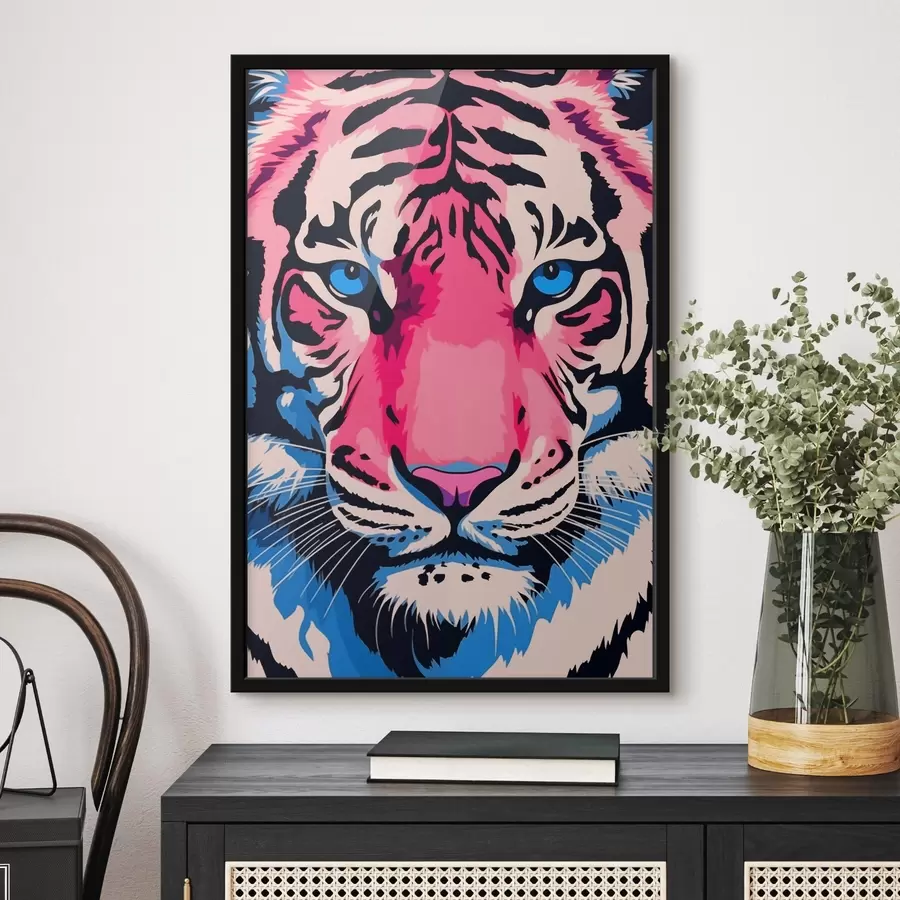 murales de pared Retrato estilizado de un tigre en colores vivos f43007