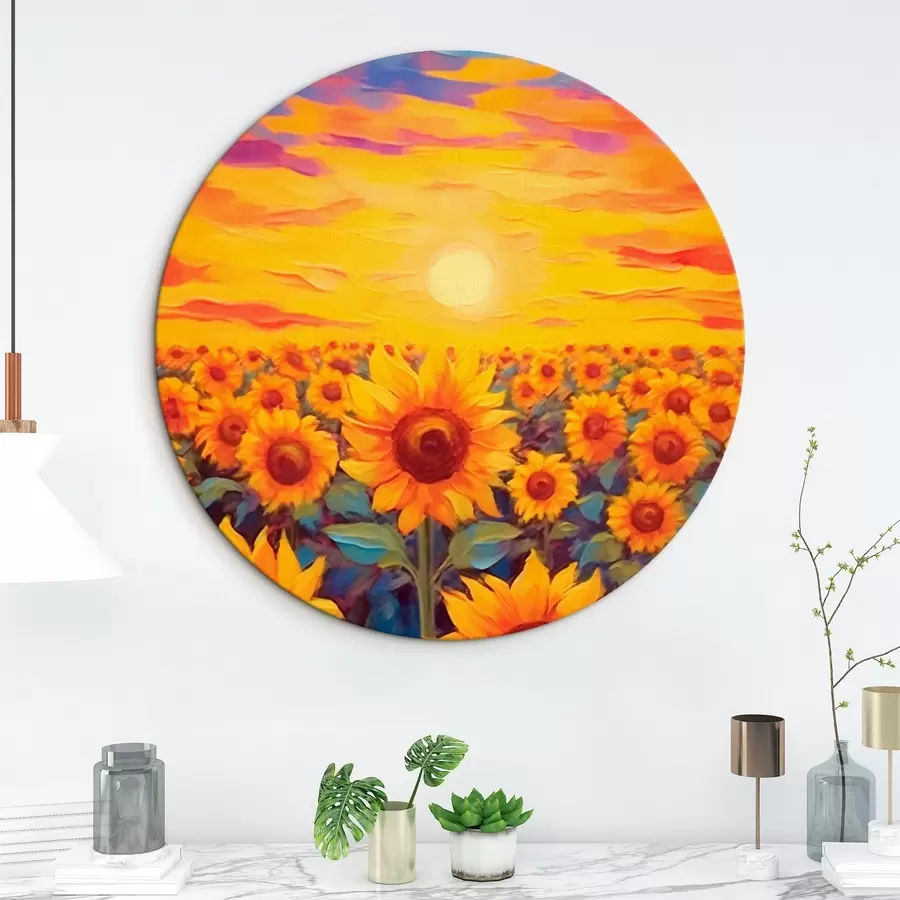 murales de pared Campo de girasoles al atardecer r43010