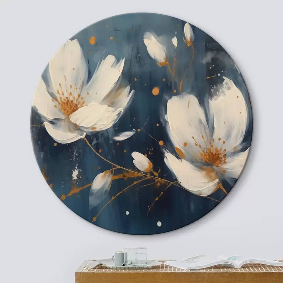 murales de pared Flores blancas sobre un fondo azul r43025