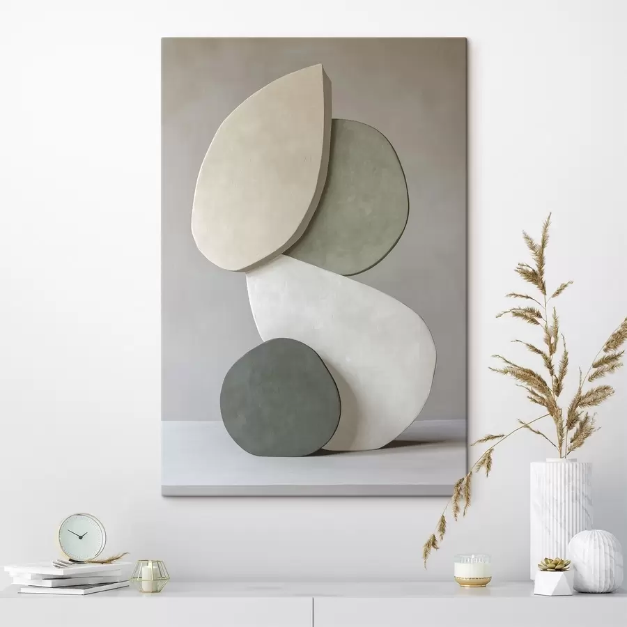 murales de pared Composición con piedras, realismo, colores pastel, iluminación natural  s43050