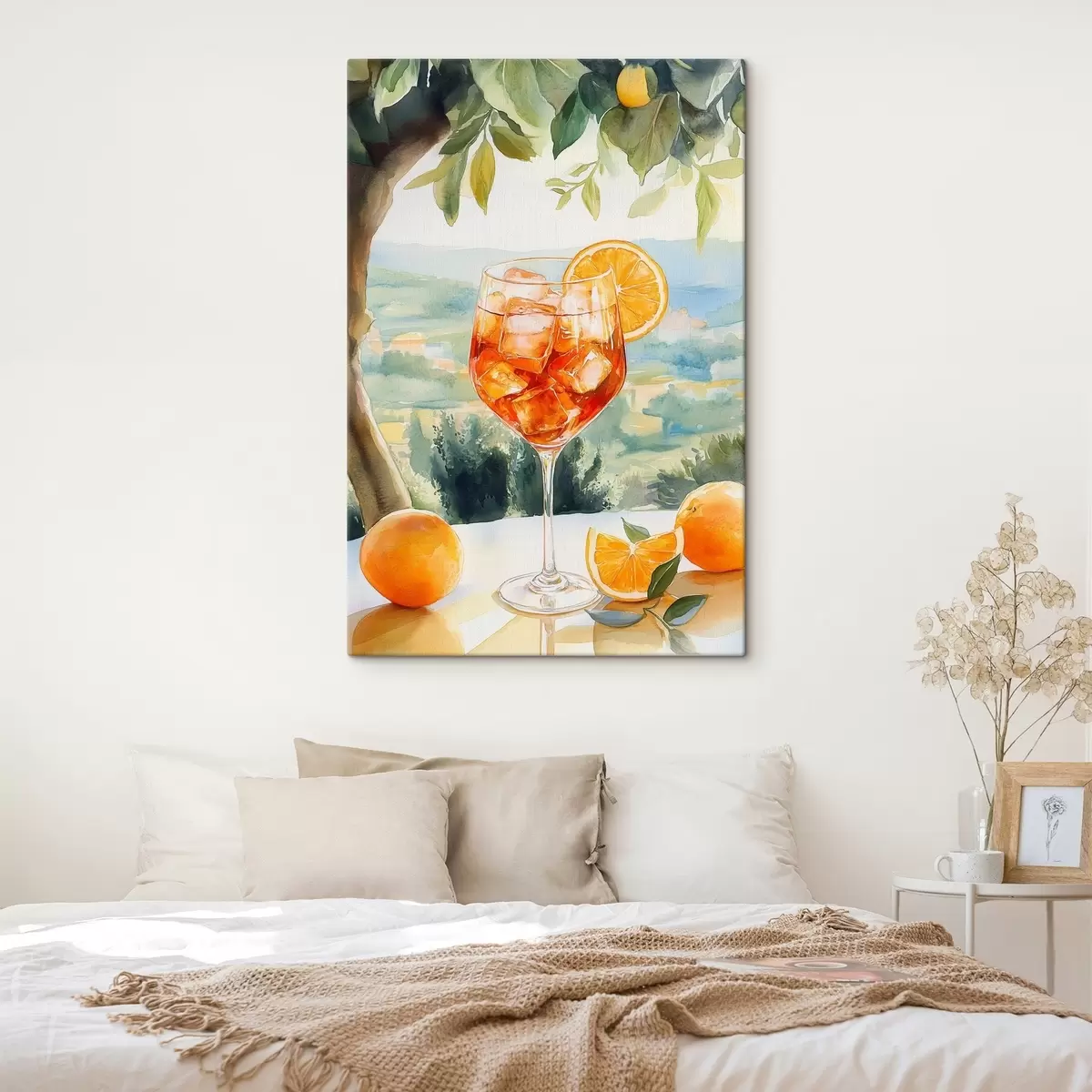 murales de pared Cóctel de verano, Aperol Spritz, naranjas, dibujo estilo acuarela s43058