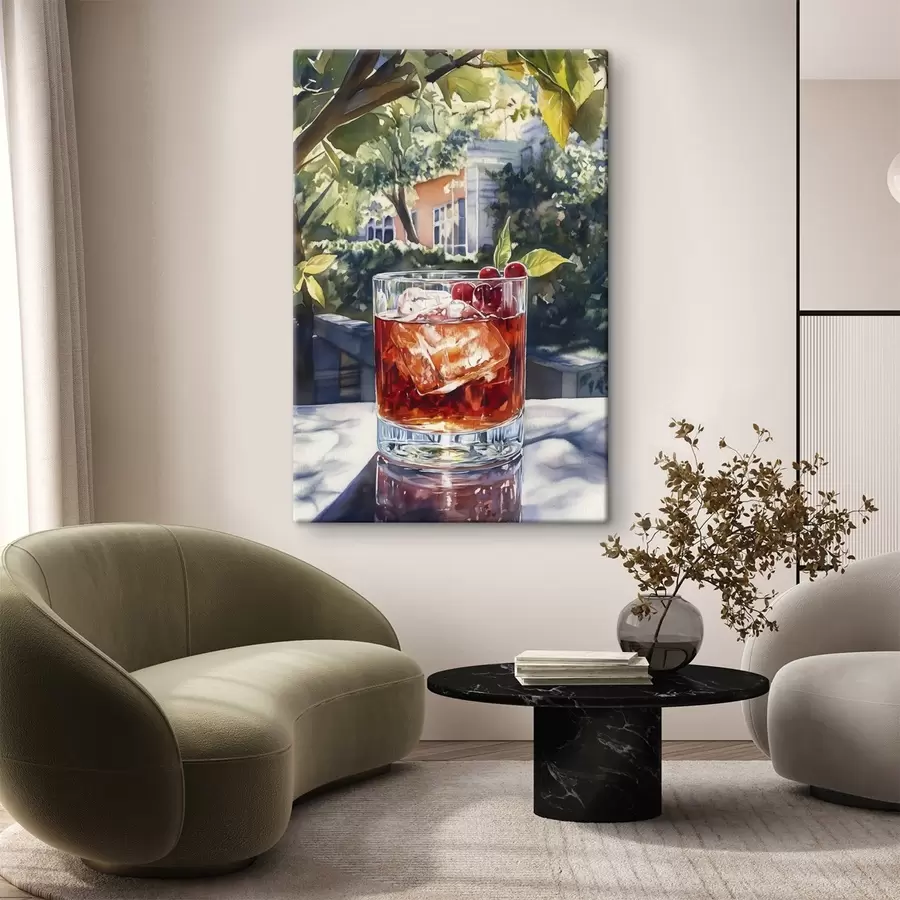 murales de pared Cóctel con bayas, estilo acuarela, estética ciudad, naturaleza verano s43059