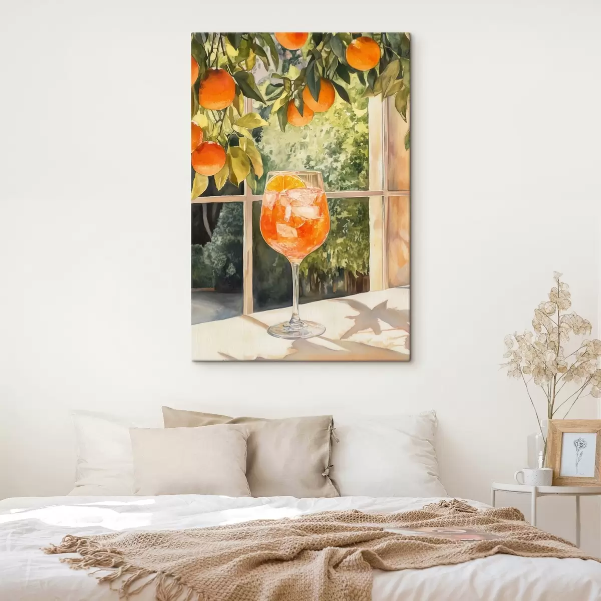 murales de pared Delicioso cóctel con naranjas, estilo rústico, acuarela, naturaleza s43060