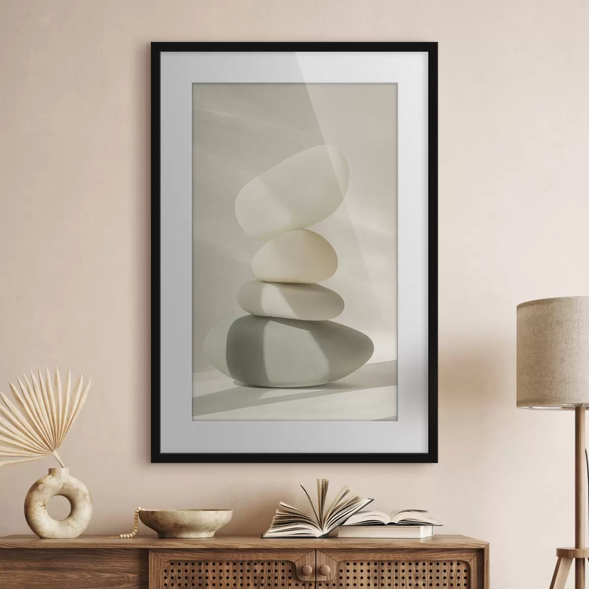 Poster Piedras realistas, colores pastel, iluminación natural f43049