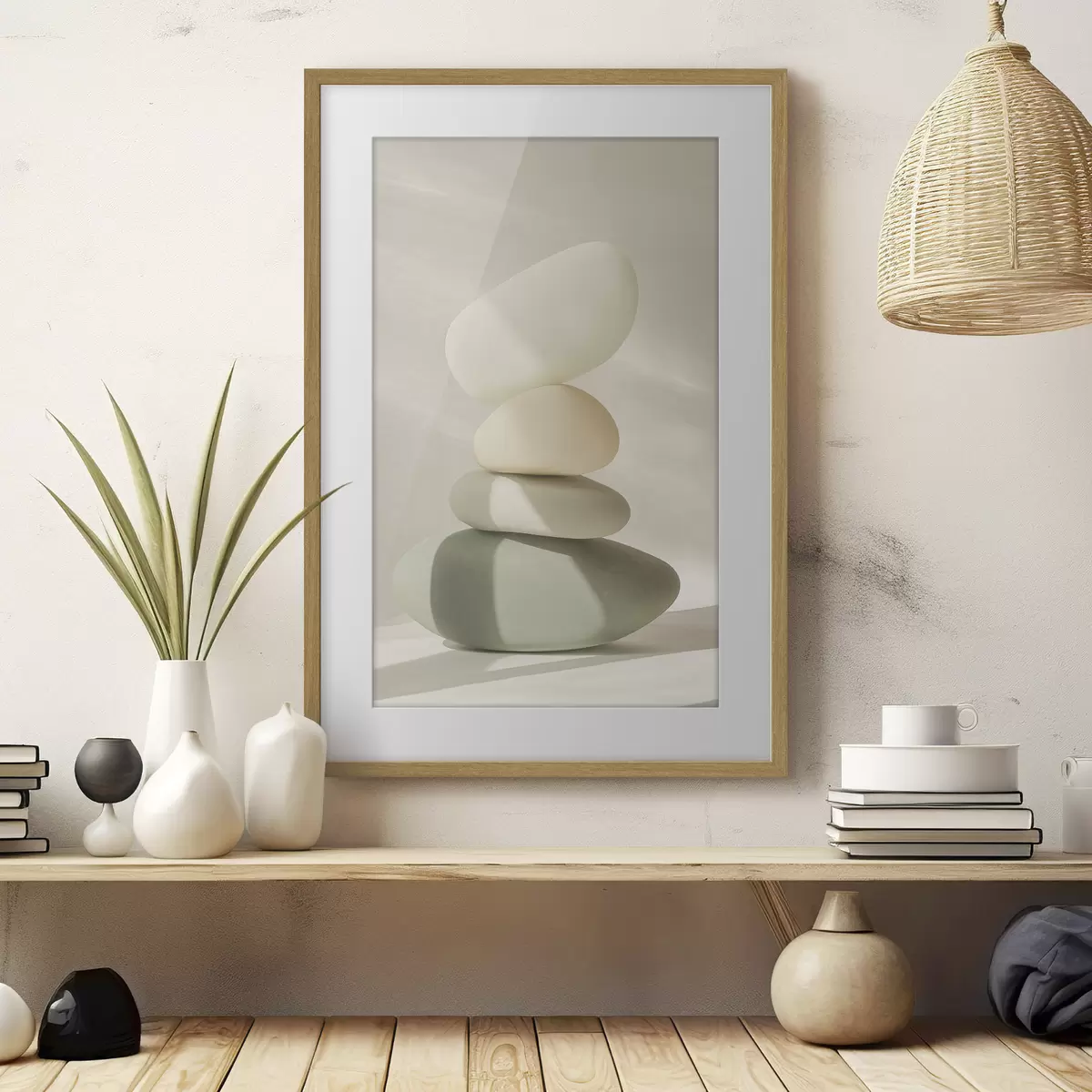 Poster Piedras realistas, colores pastel, iluminación natural f43049
