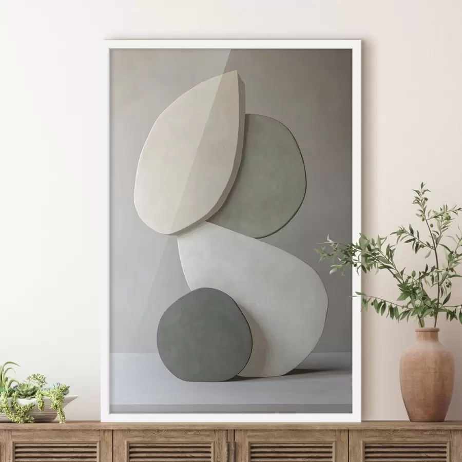 murales de pared Composición con piedras, realismo, colores pastel, iluminación natural f43050