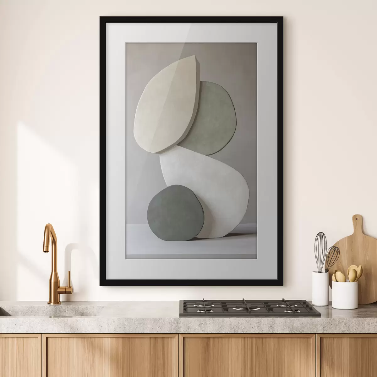 Poster Composición con piedras, realismo, colores pastel, iluminación natural f43050