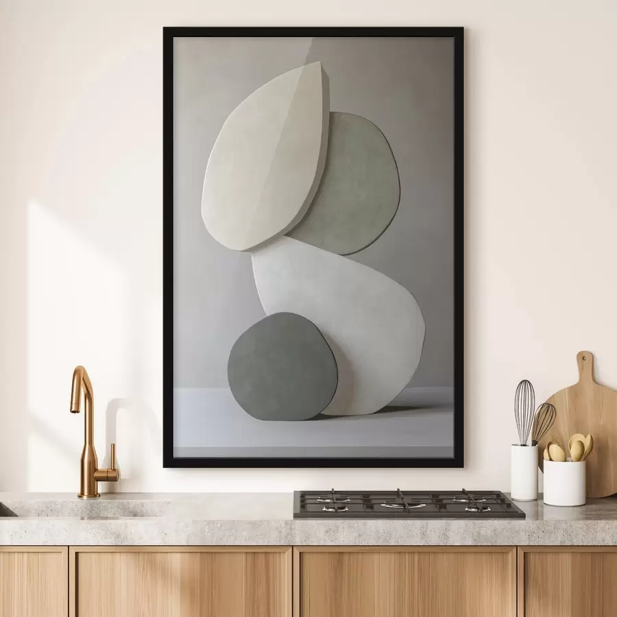 murales de pared Composición con piedras, realismo, colores pastel, iluminación natural f43050