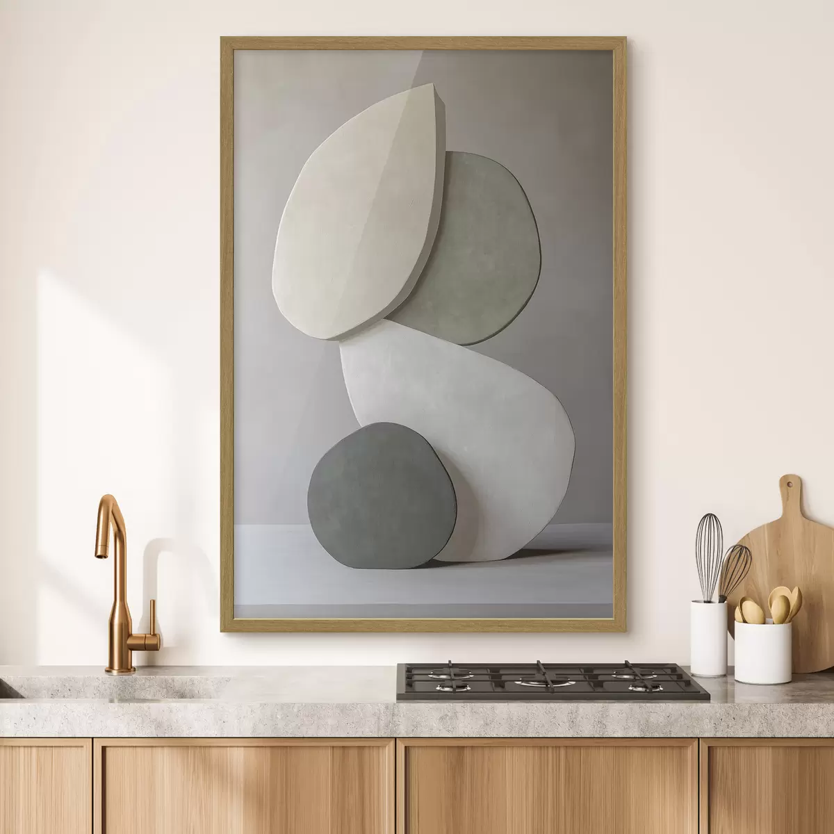 Poster Composición con piedras, realismo, colores pastel, iluminación natural f43050