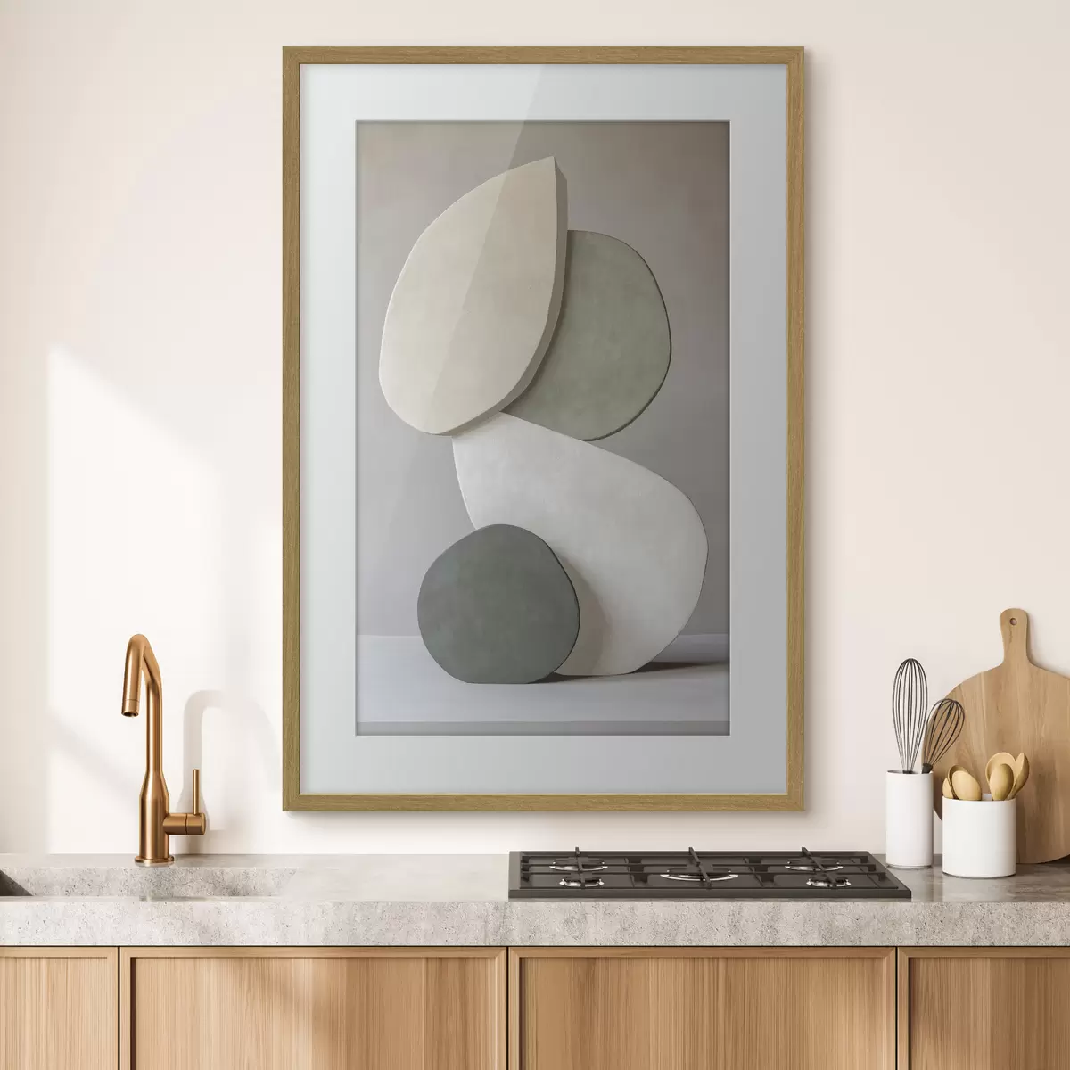Poster Composición con piedras, realismo, colores pastel, iluminación natural f43050