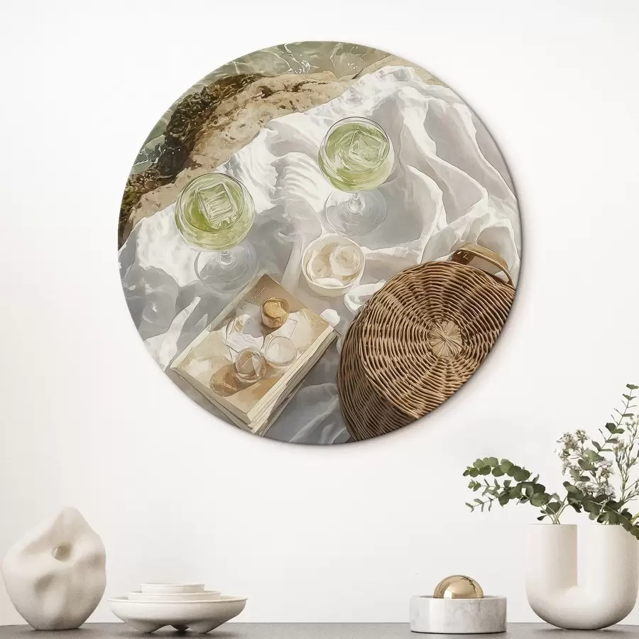 murales de pared Estética veraniega, olas del mar, playa, cócteles, estilo acuarela r43069