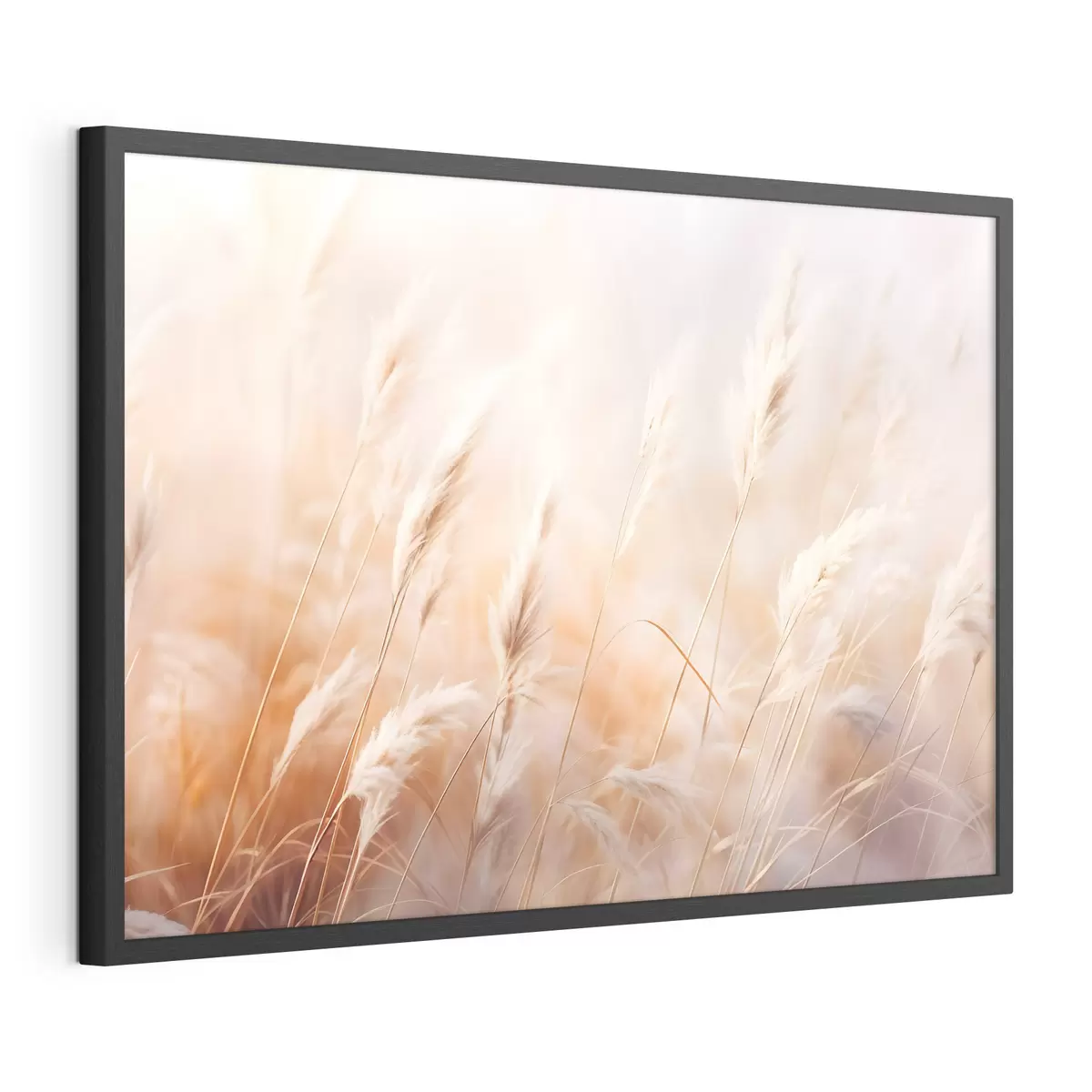 Poster Hierba de la Pampa con una luz suave y difusa, creando un ambiente cálido, el fondo es una mezcla de colores pastel f43157