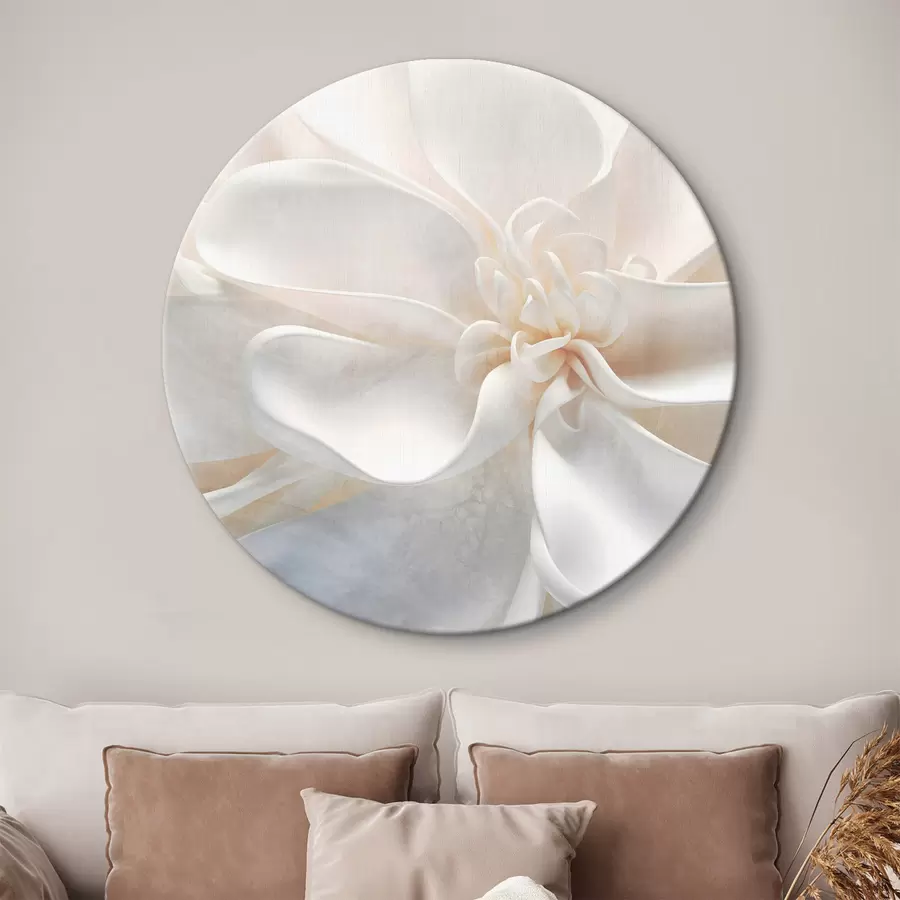 murales de pared Primer plano de una flor abstracta blanca de textura ruidosa con delicados pétalos en colores pastel r43161