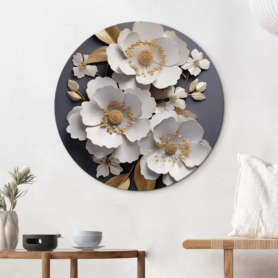 murales de pared Tres flores blancas sobre fondo oscuro r43129