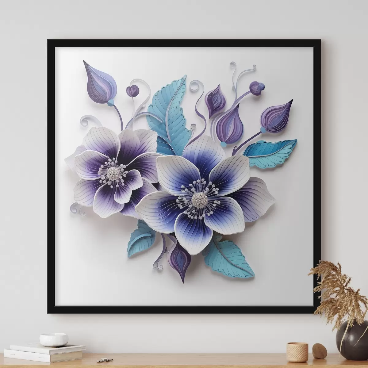 Poster Delicadas flores azules f43125