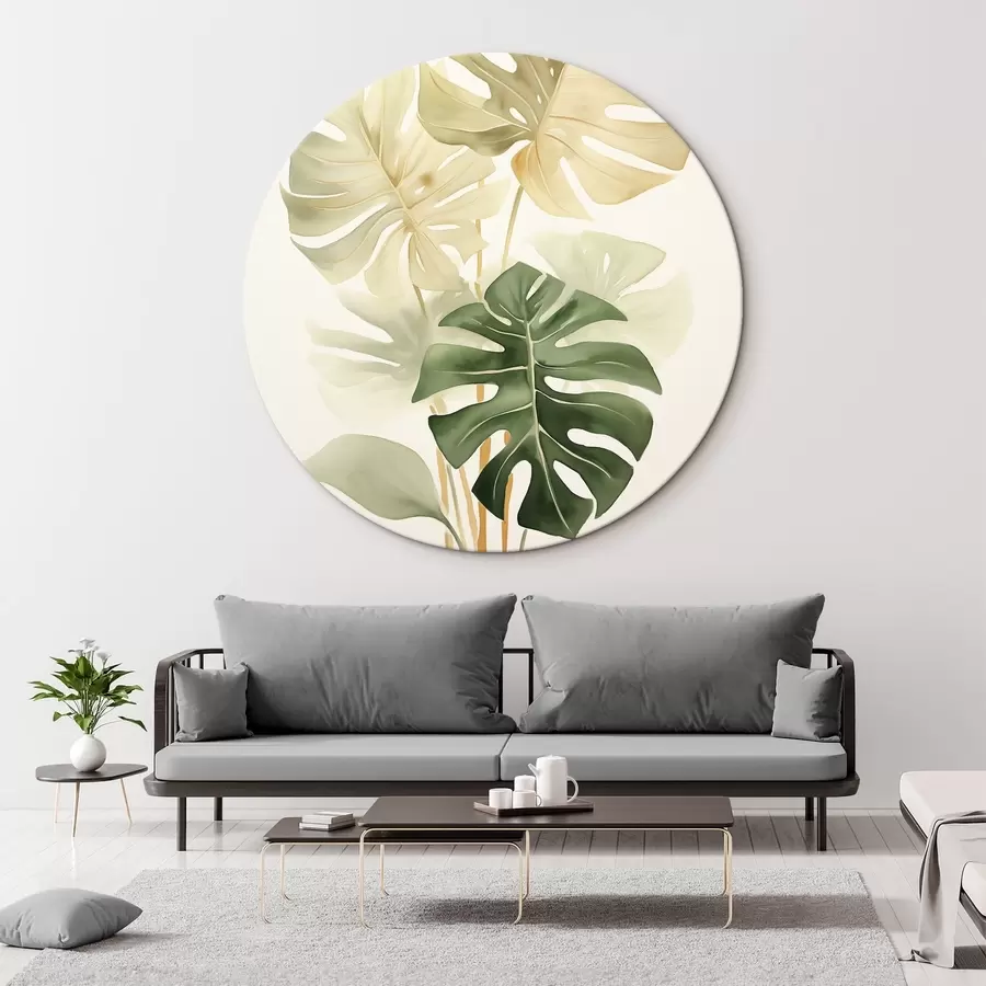 murales de pared Hojas de Monstera, imitación de acuarela r43209