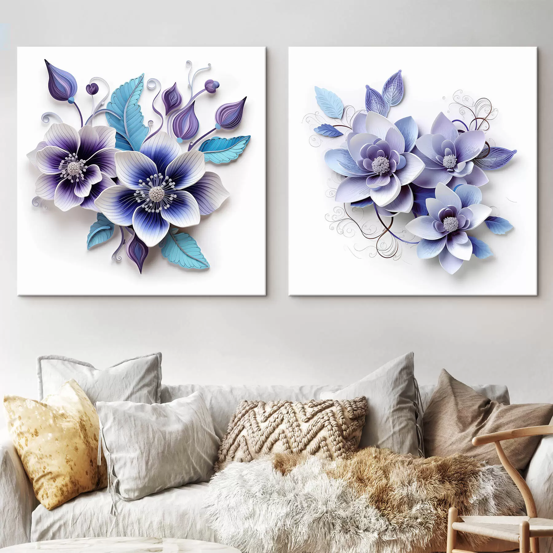 murales de pared Flores azules abstractas m00426