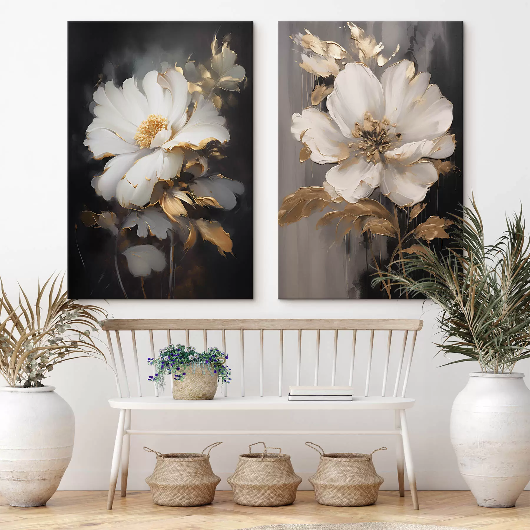 murales de pared Hermosas flores sobre fondo oscuro m00428