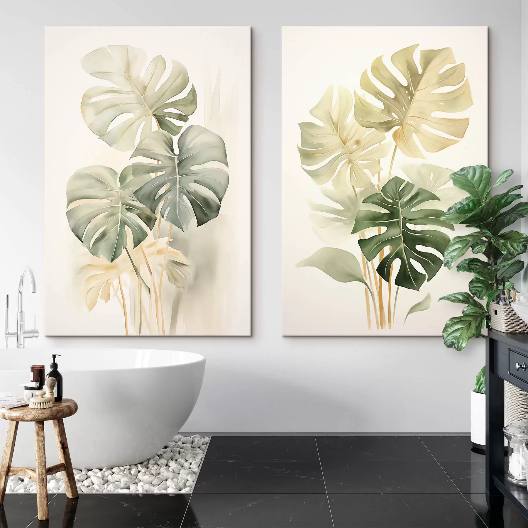 murales de pared Hojas de Monstera, hojas tropicales m00429
