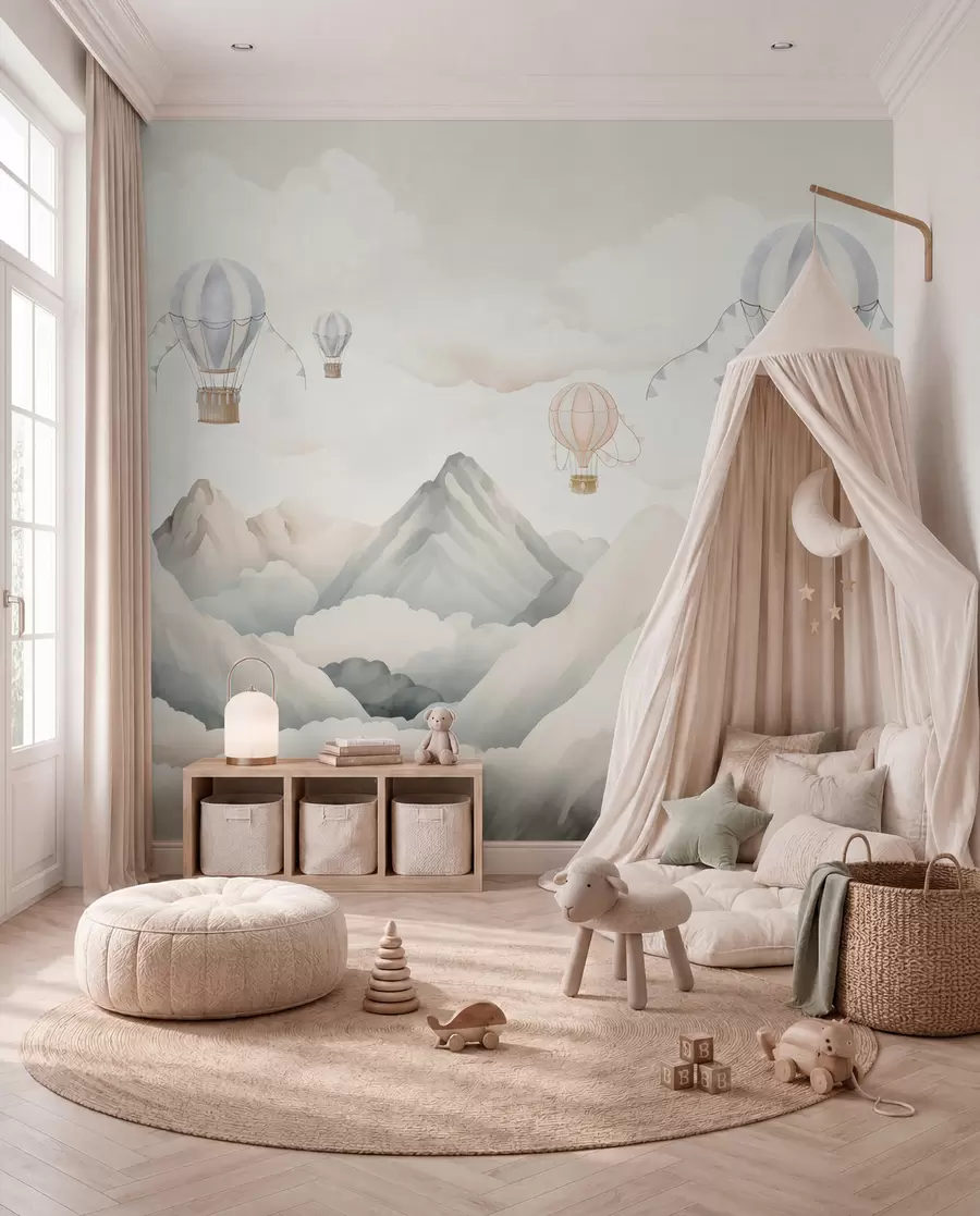 murales de pared Globos sobre montañas w08853