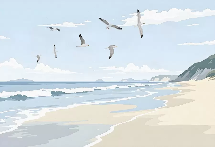 murales de pared Paisaje marino pintado al óleo w03338