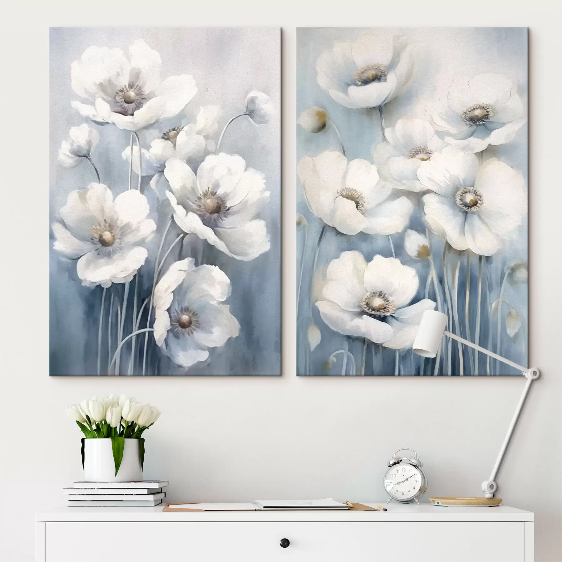 murales de pared Flores vintage blancas m00430